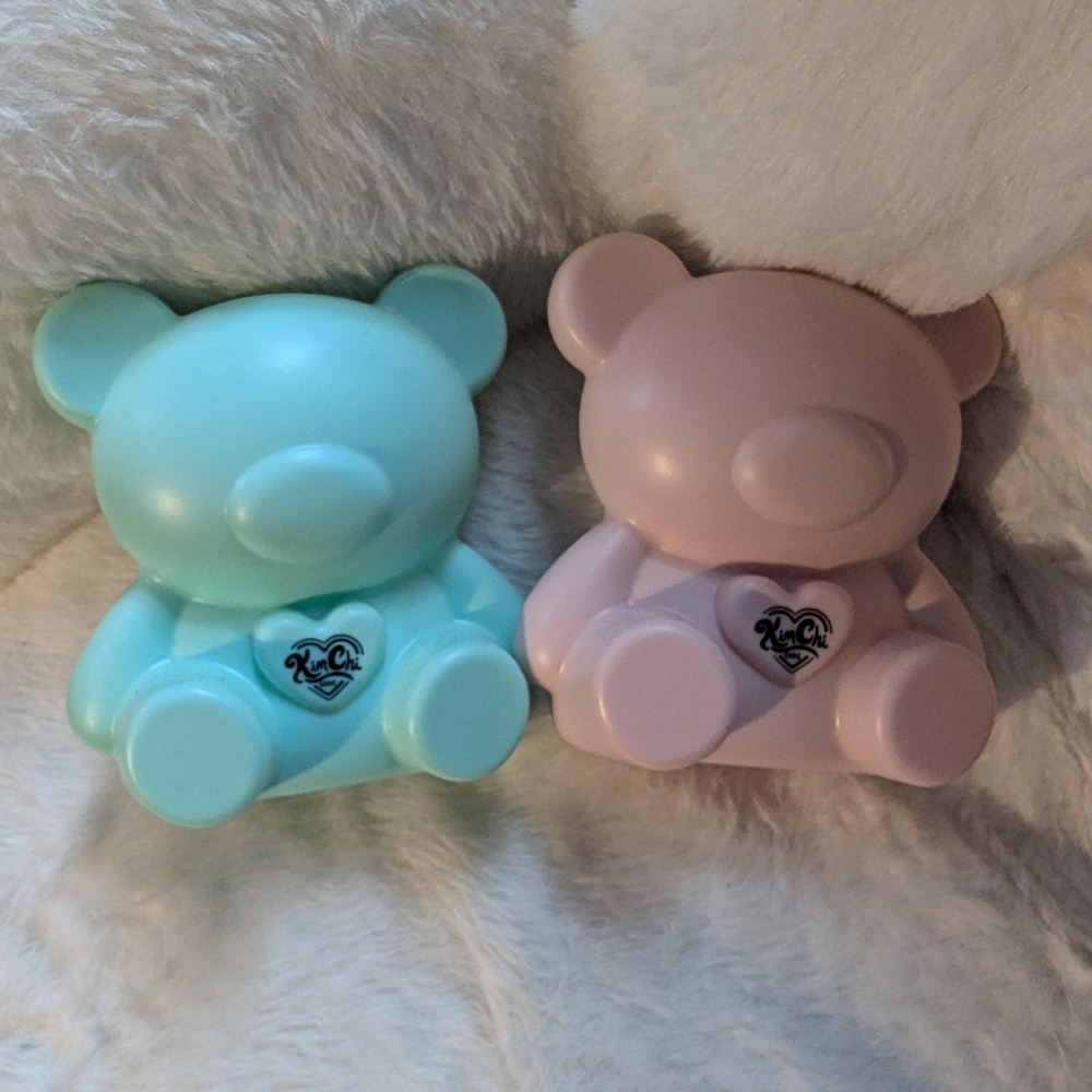 Cute Bear Figurines in Blue and Pink